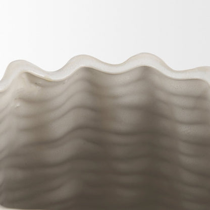 Velia Tall Seashell Sculptural Cream Glazed Ceramic Vase