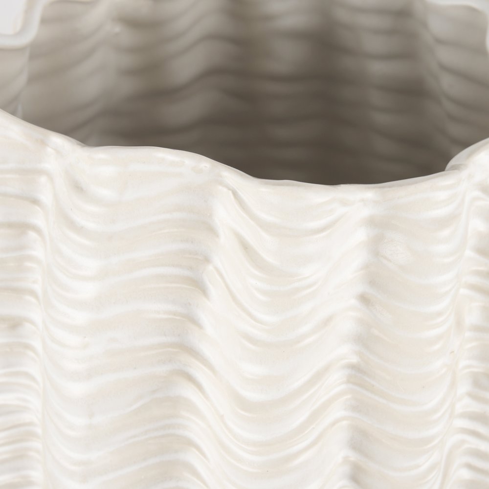 Velia Tall Seashell Sculptural Cream Glazed Ceramic Vase