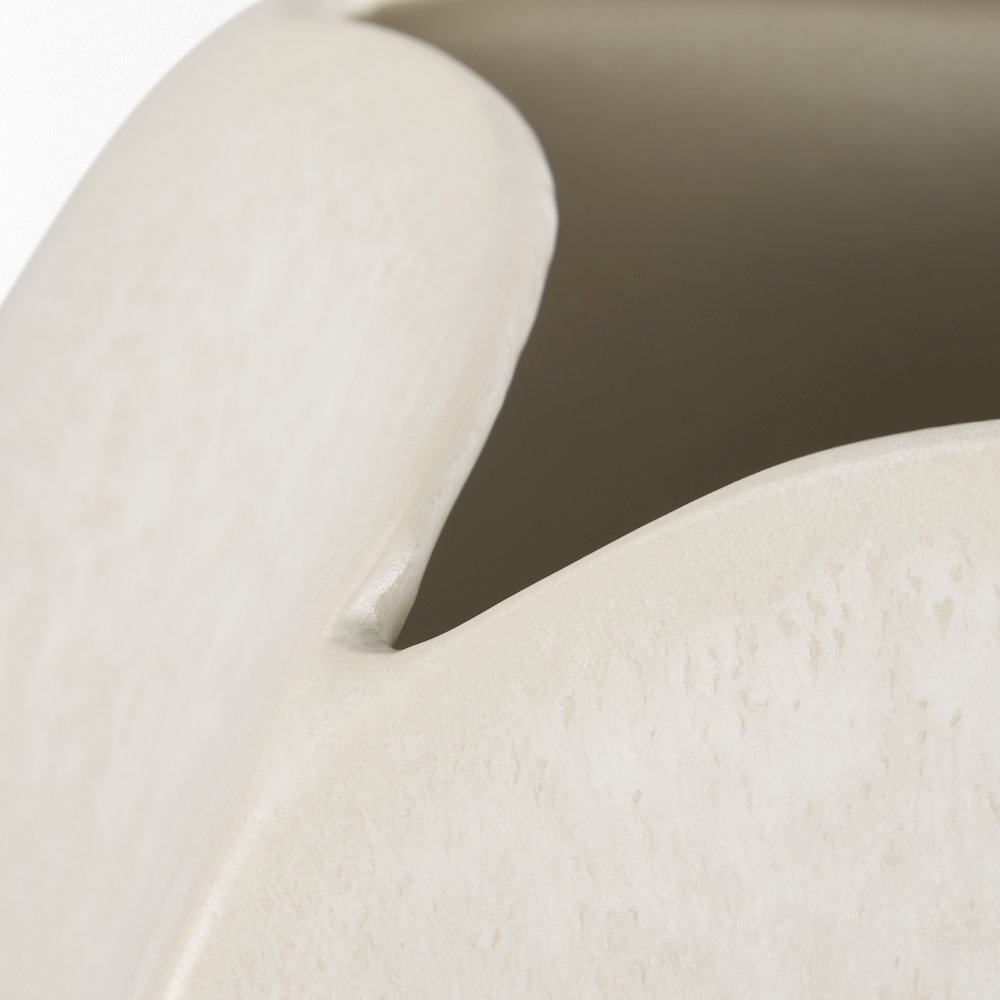 Vania Short Off White Tan Textured Ceramic Vase