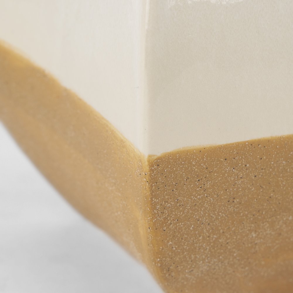 Vania Short Off White Tan Textured Ceramic Vase