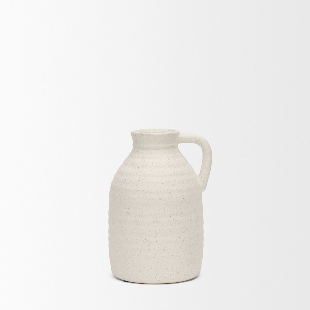 Tyrus Medium Textured Matte White Speckling Ceramic Vase