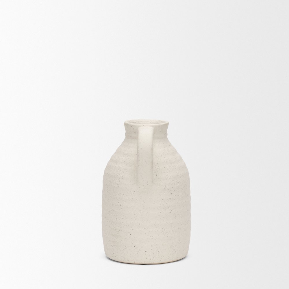 Tyrus Medium Textured Matte White Speckling Ceramic Vase