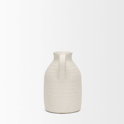 Tyrus Medium Textured Matte White Speckling Ceramic Vase