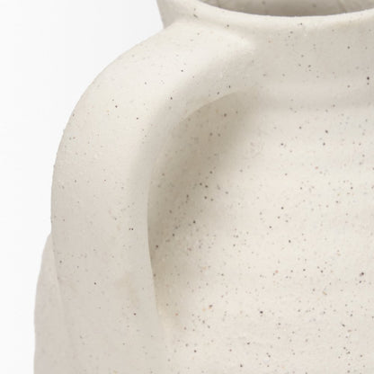 Tyrus Medium Textured Matte White Speckling Ceramic Vase