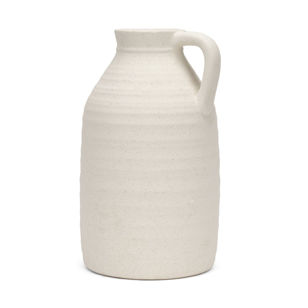 Tyrus Large Textured Matte White Speckling Ceramic Vase