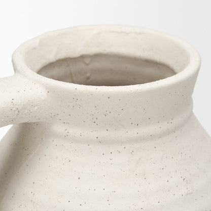 Tyrus Large Textured Matte White Speckling Ceramic Vase