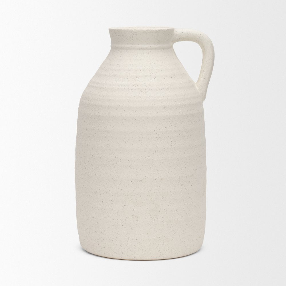 Tyrus Large Textured Matte White Speckling Ceramic Vase
