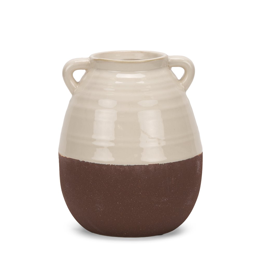 Tryna Small Beige Matte Brown Ceramic Vase