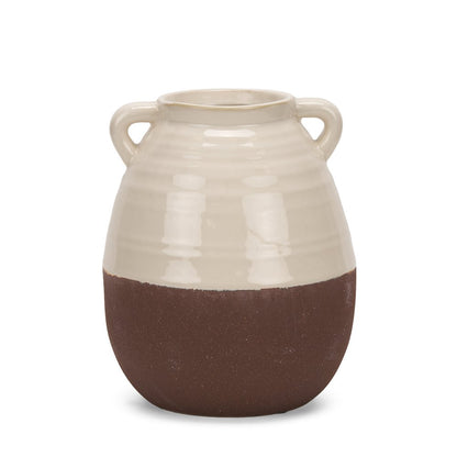 Tryna Small Beige Matte Brown Ceramic Vase
