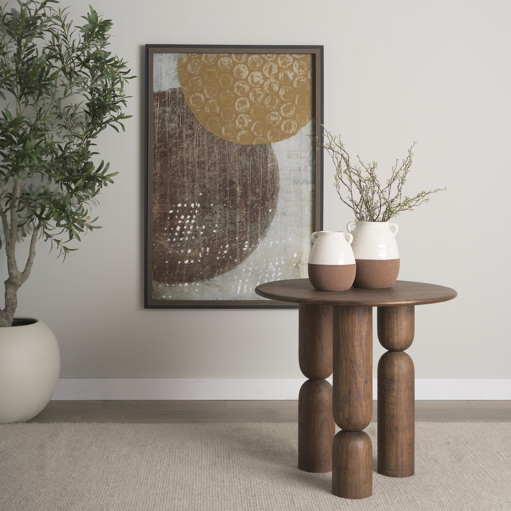 Tryna Small Beige Matte Brown Ceramic Vase
