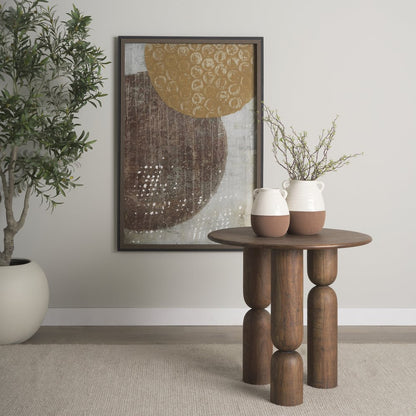 Tryna Small Beige Matte Brown Ceramic Vase