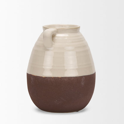 Tryna Small Beige Matte Brown Ceramic Vase