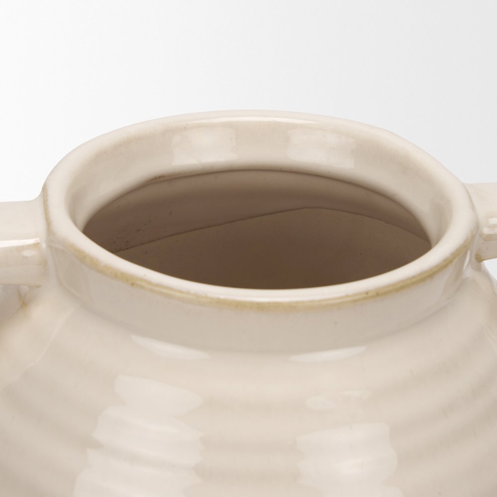 Tryna Small Beige Matte Brown Ceramic Vase
