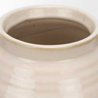 Tryna Small Beige Matte Brown Ceramic Vase