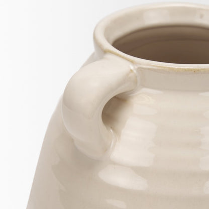 Tryna Small Beige Matte Brown Ceramic Vase