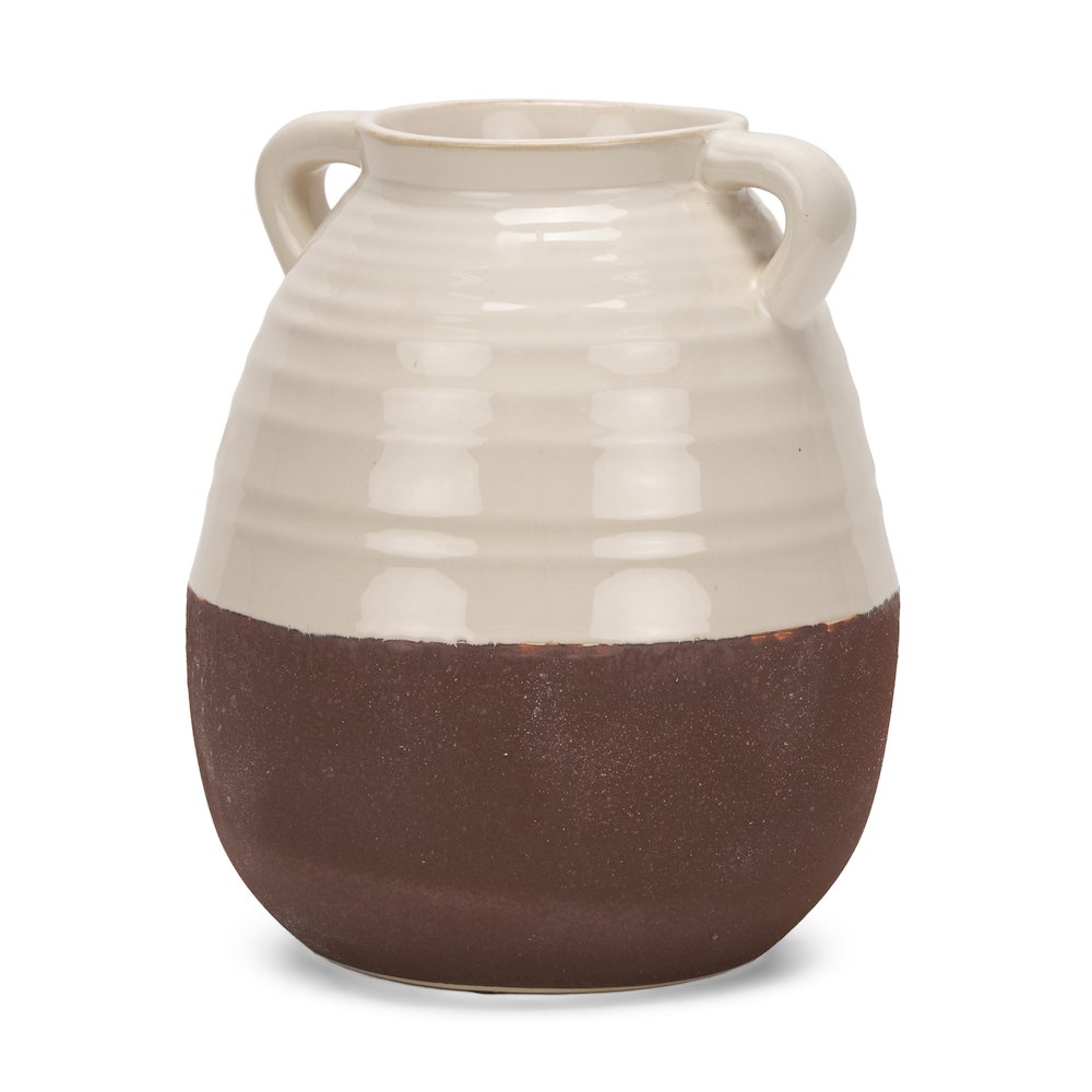 Tryna Large Beige Matte Brown Ceramic Vase