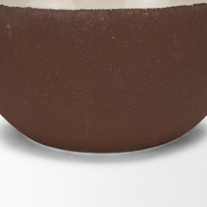 Tryna Large Beige Matte Brown Ceramic Vase