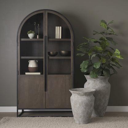Tryna Large Beige Matte Brown Ceramic Vase