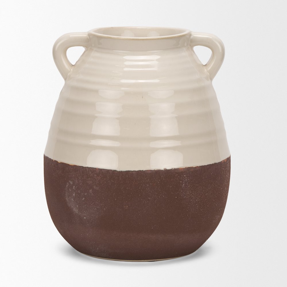 Tryna Large Beige Matte Brown Ceramic Vase