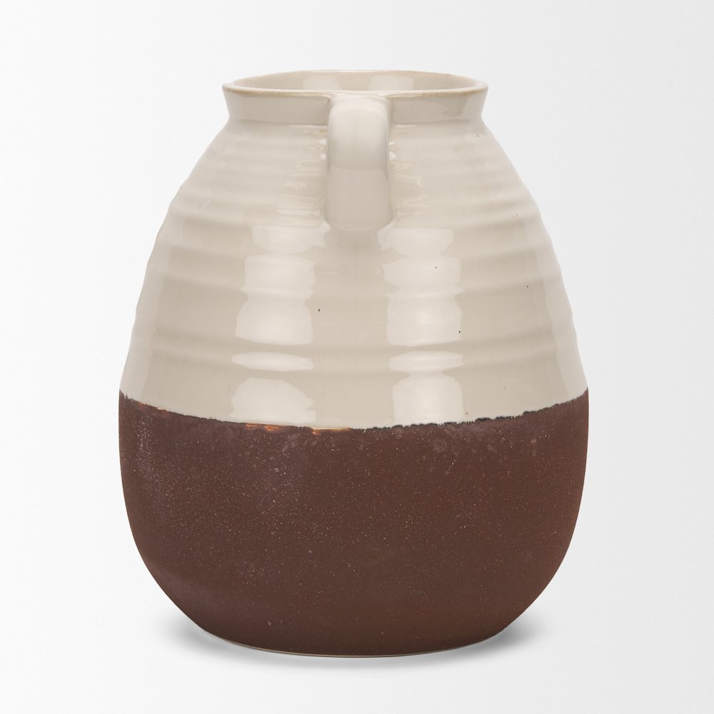 Tryna Large Beige Matte Brown Ceramic Vase
