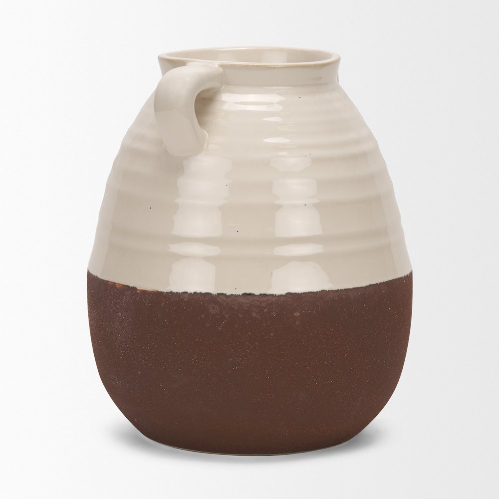 Tryna Large Beige Matte Brown Ceramic Vase
