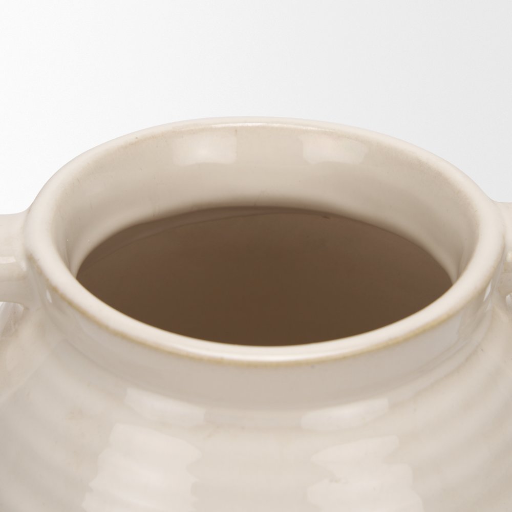 Tryna Large Beige Matte Brown Ceramic Vase