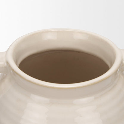 Tryna Large Beige Matte Brown Ceramic Vase
