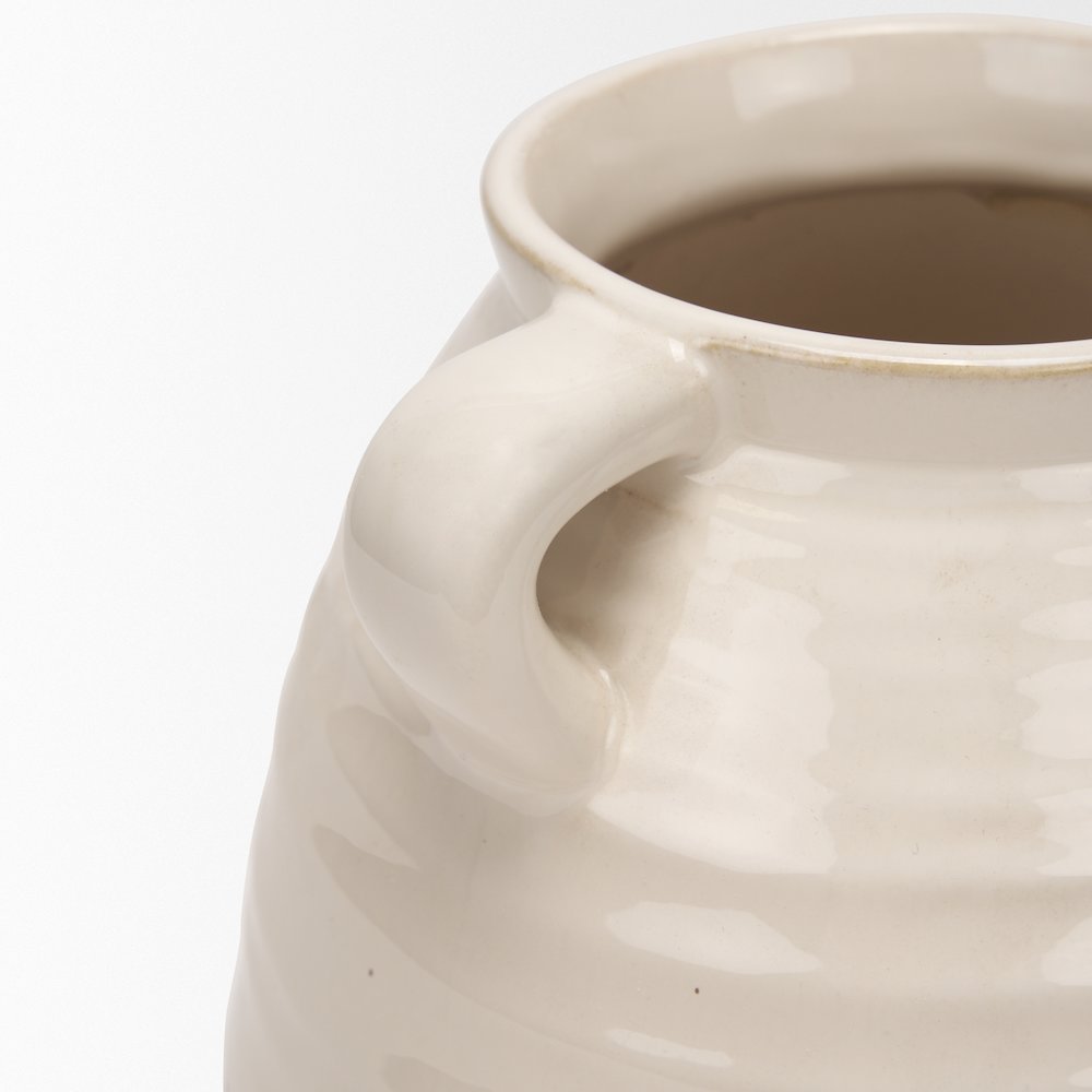 Tryna Large Beige Matte Brown Ceramic Vase