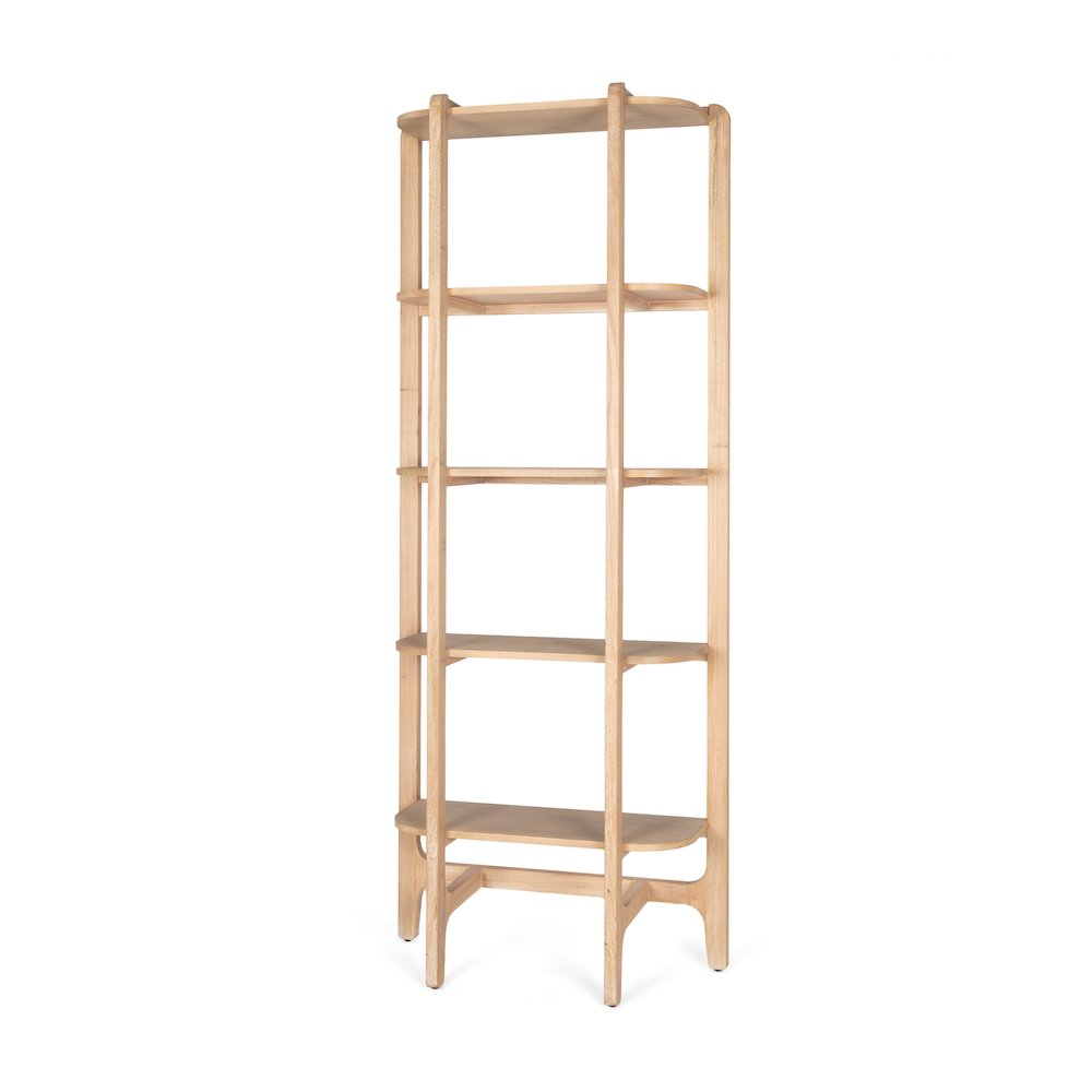 Light Brown Solid Wood Open Bookshelf