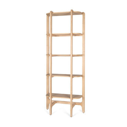 Light Brown Solid Wood Open Bookshelf