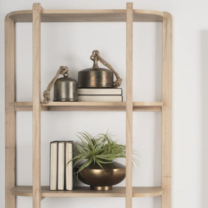 Light Brown Solid Wood Open Bookshelf
