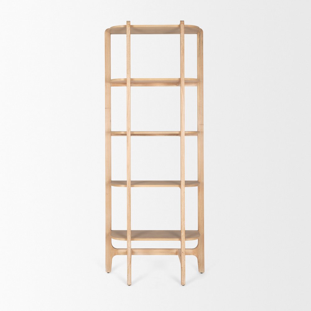 Light Brown Solid Wood Open Bookshelf
