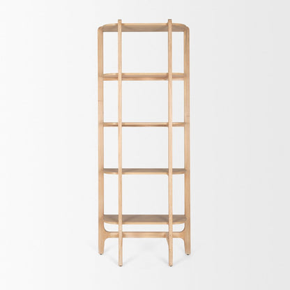 Light Brown Solid Wood Open Bookshelf