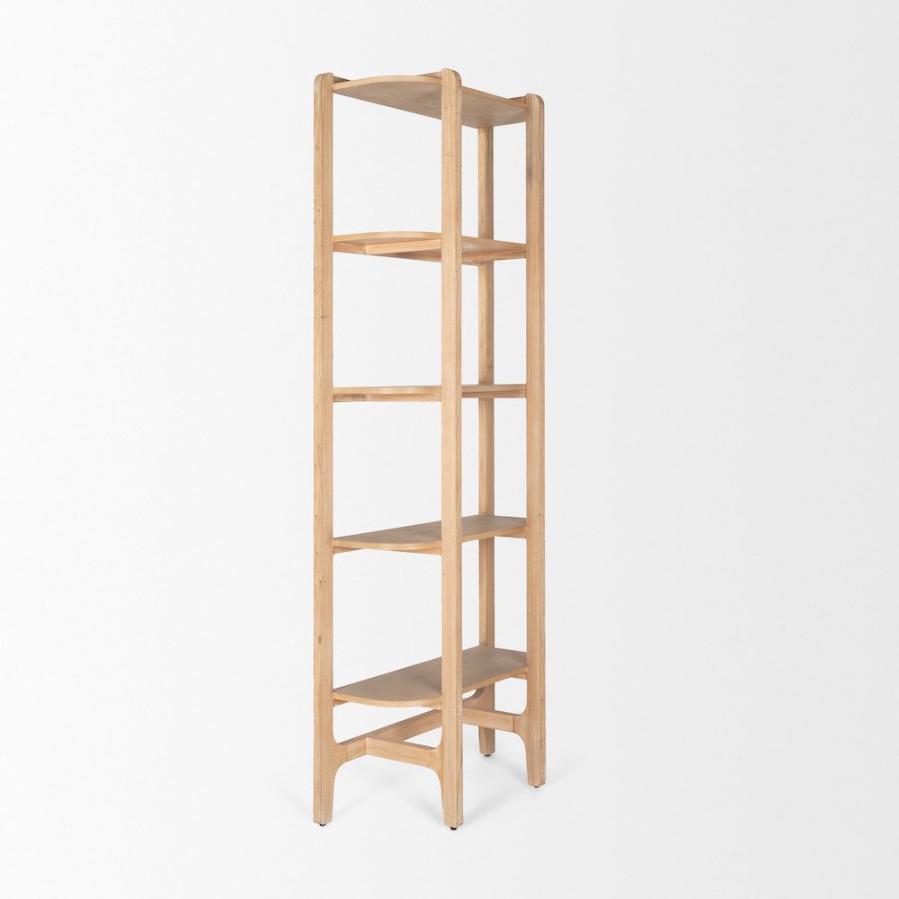 Light Brown Solid Wood Open Bookshelf
