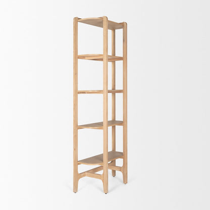 Light Brown Solid Wood Open Bookshelf
