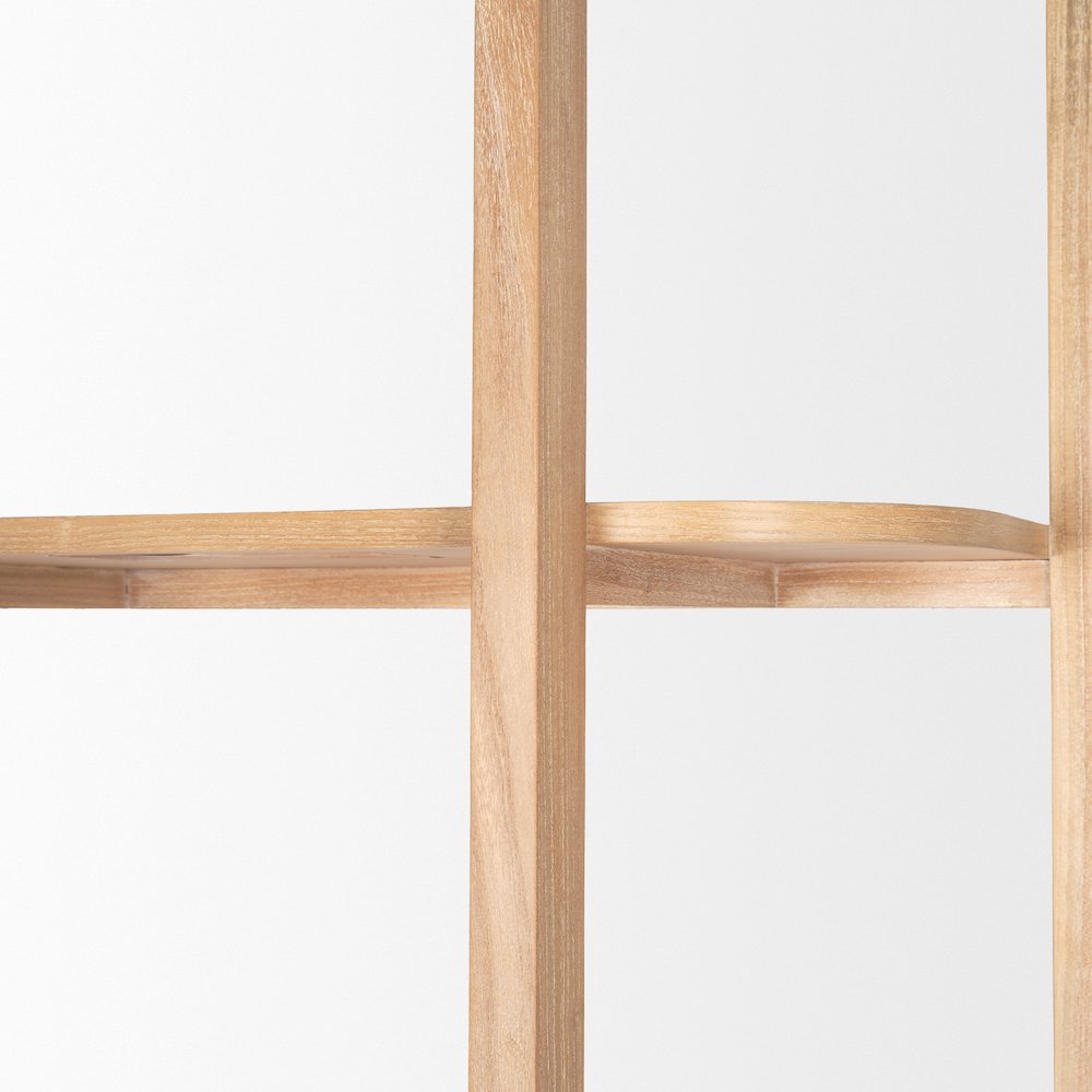 Light Brown Solid Wood Open Bookshelf