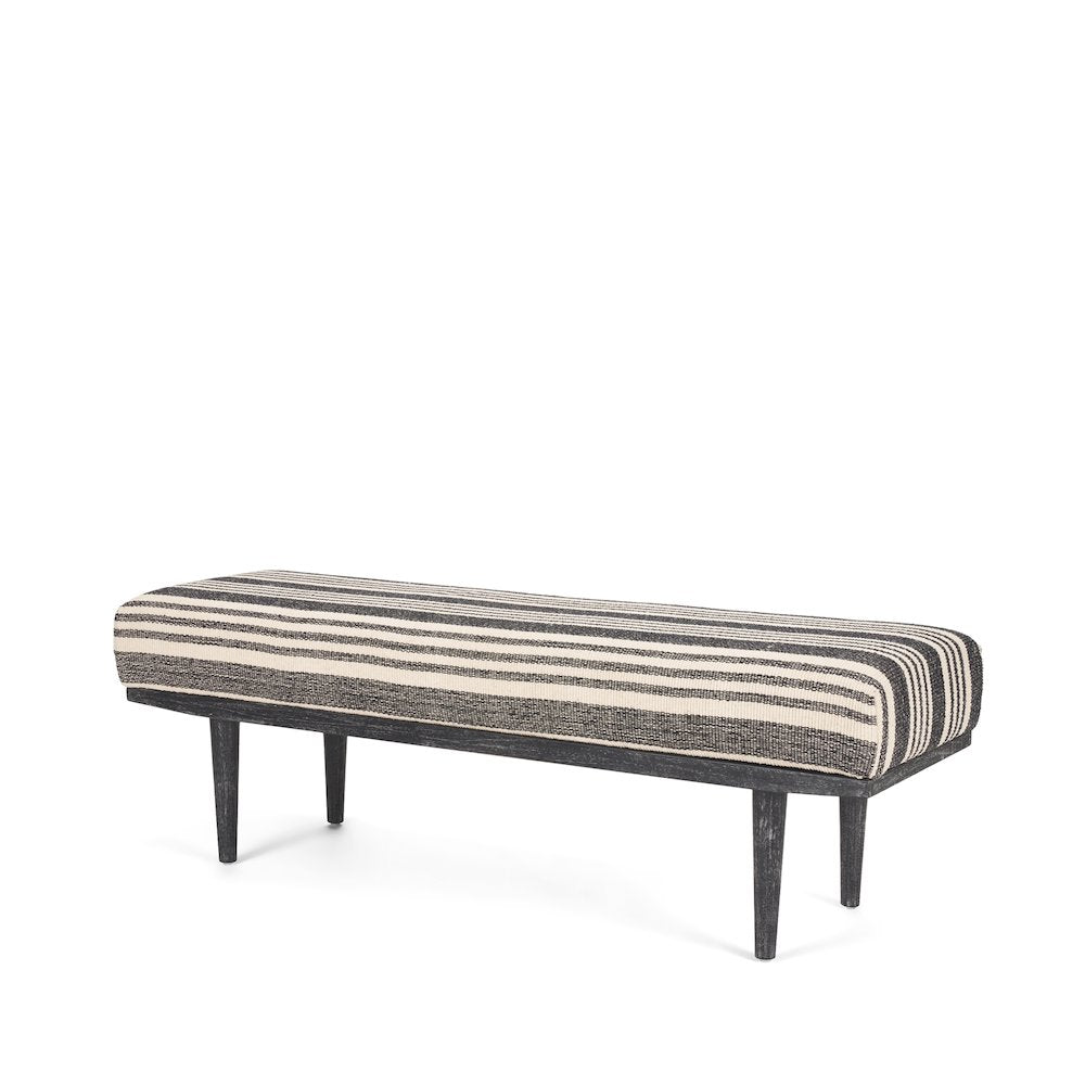 Black Wood Black And Cream Upholstered Bench
