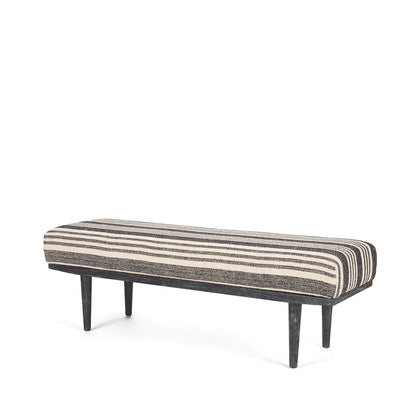 Black Wood Black And Cream Upholstered Bench