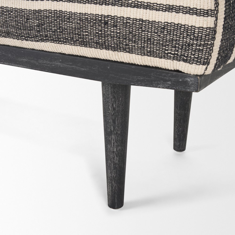 Black Wood Black And Cream Upholstered Bench