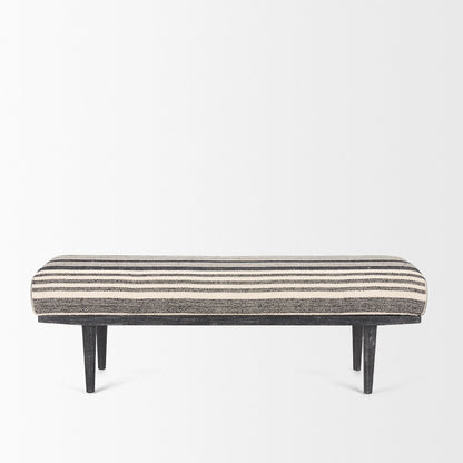 Black Wood Black And Cream Upholstered Bench
