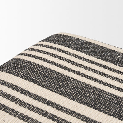 Black Wood Black And Cream Upholstered Bench