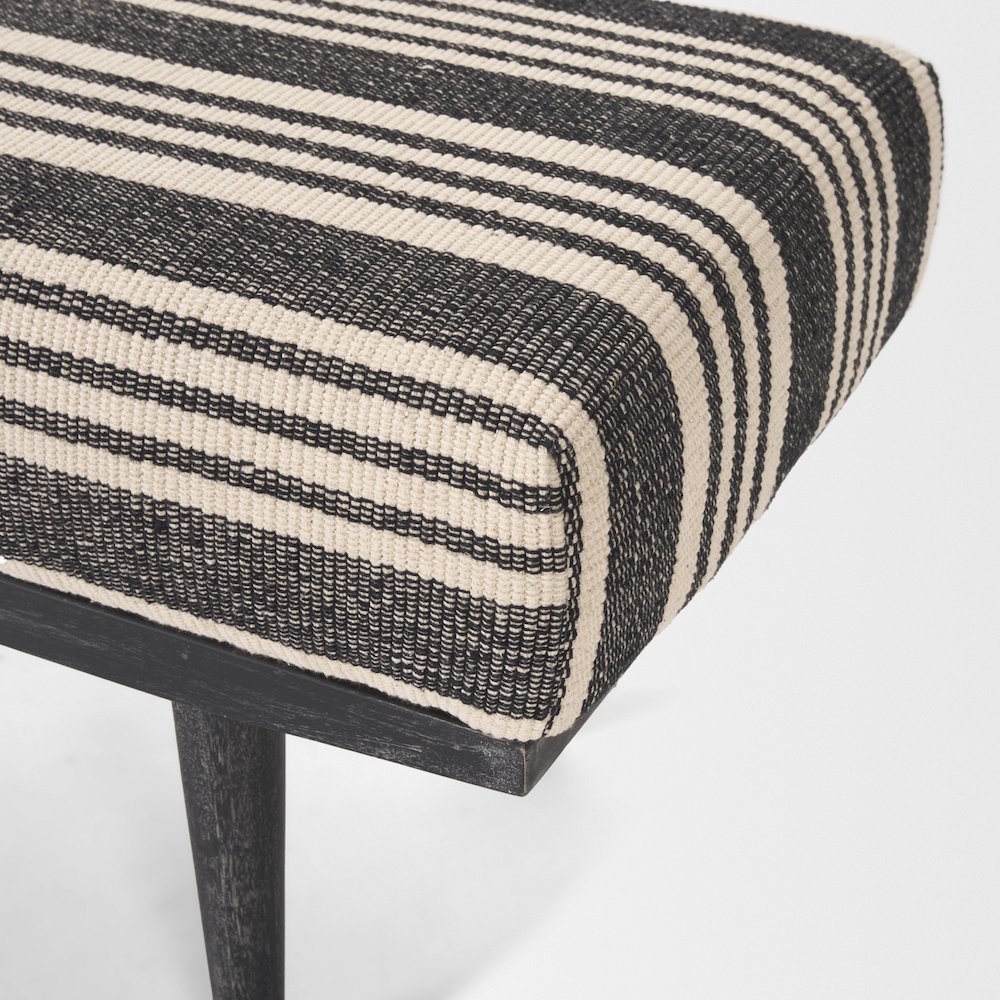 Black Wood Black And Cream Upholstered Bench