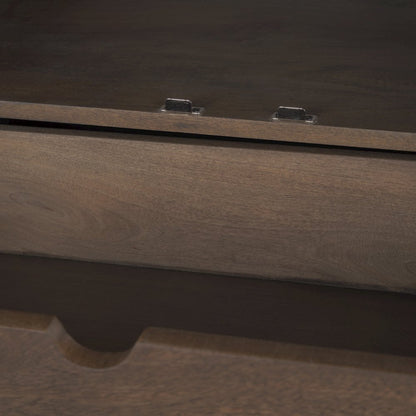 Solid Dark Brown Wood Curio Cabinet