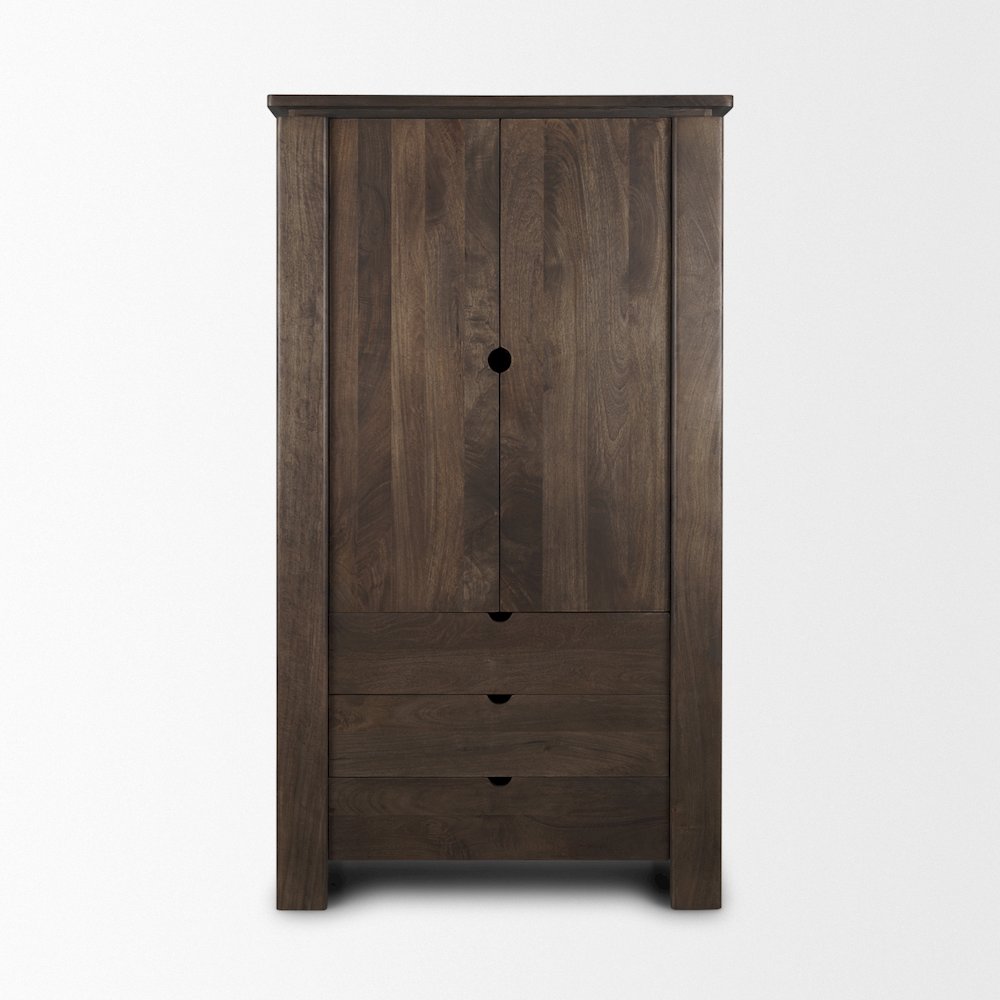 Solid Dark Brown Wood Curio Cabinet