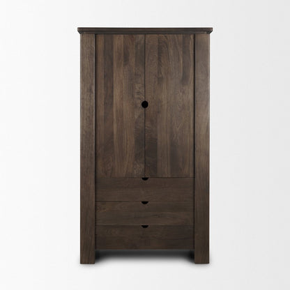 Solid Dark Brown Wood Curio Cabinet