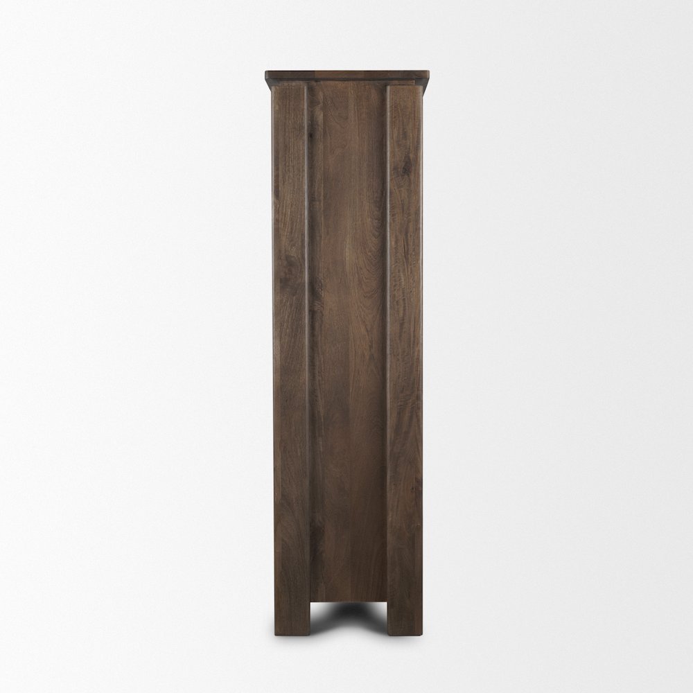 Solid Dark Brown Wood Curio Cabinet