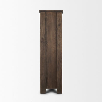 Solid Dark Brown Wood Curio Cabinet