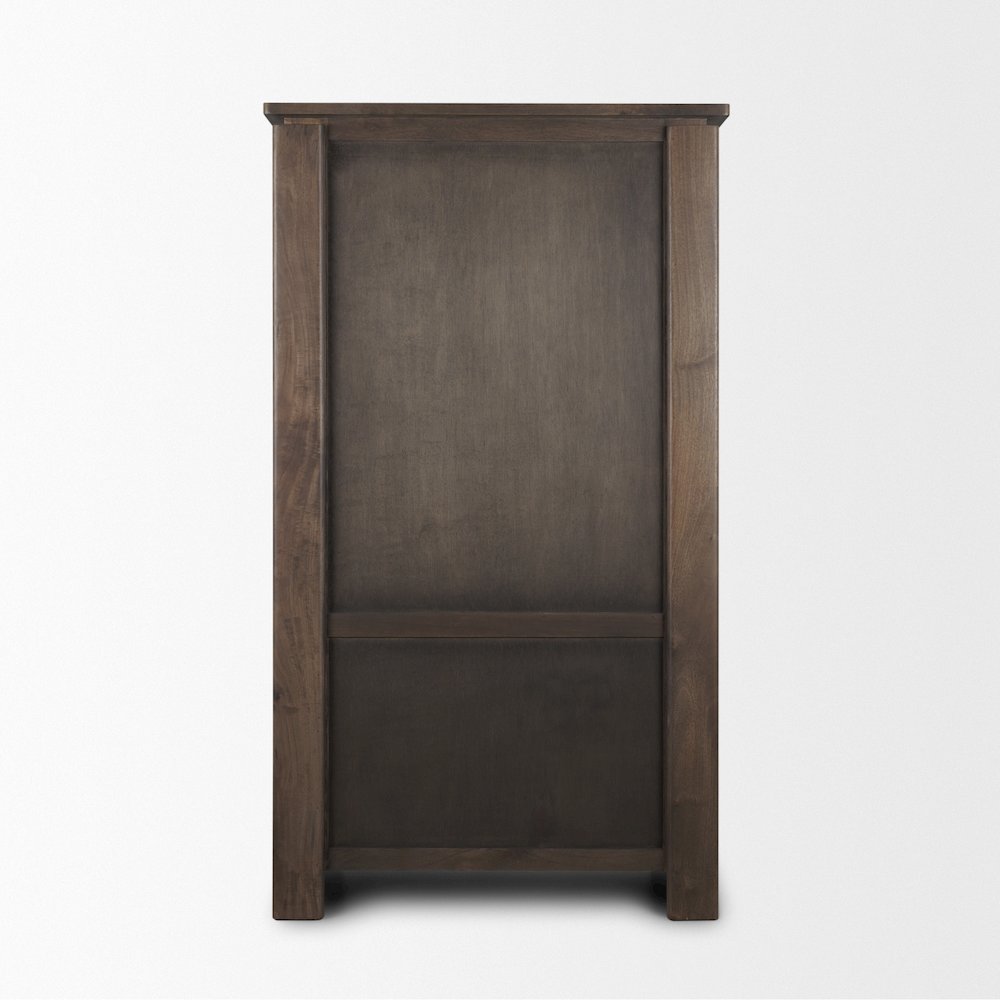 Solid Dark Brown Wood Curio Cabinet