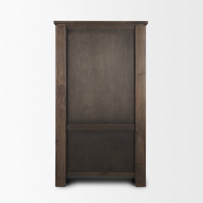 Solid Dark Brown Wood Curio Cabinet