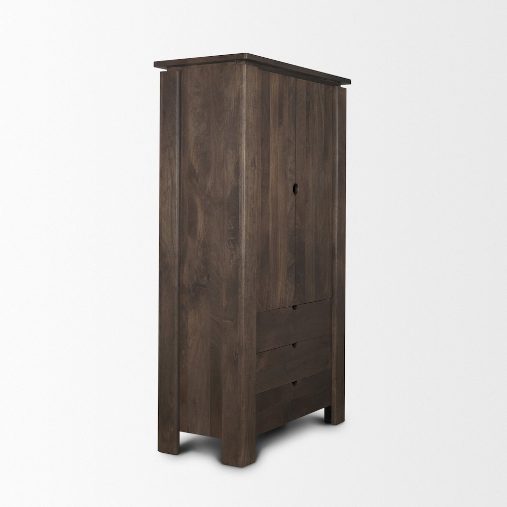 Solid Dark Brown Wood Curio Cabinet